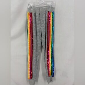 Lola and the Boys Gray Rainbow Sequin Side Stripe Jogger Pants Youth Size 12